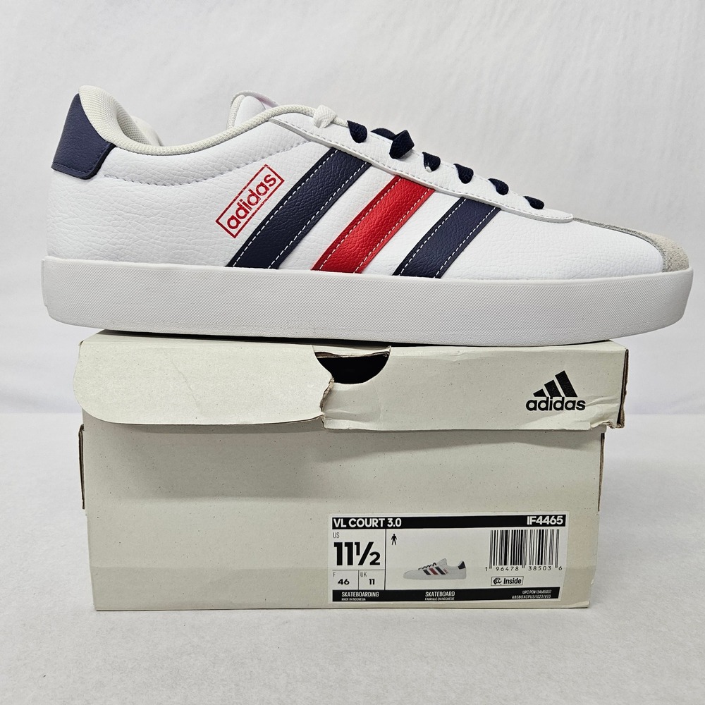 Adidas VL Court 3.0 Skateboarding Shoes IF4465 White Gray Red Men's Size 11.5